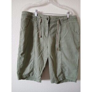 Ac-tiv-ology‎ Womens Shorts Bermuda Green Linen Blend Size Large